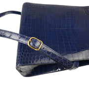 Hermes * 1992 Blue Crocodile Kelly Sport GM Shoulder Bag