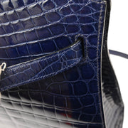 Hermes * 1992 Blue Crocodile Kelly Sport GM Shoulder Bag