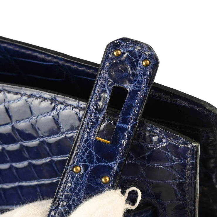 Hermes * 1992 Blue Crocodile Kelly Sport GM Shoulder Bag