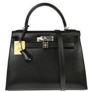 Hermes * 2006 Black Box Calf Kelly 28 Sellier 2way Shoulder Handbag