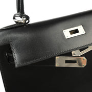 Hermes * 2006 Black Box Calf Kelly 28 Sellier 2way Shoulder Handbag