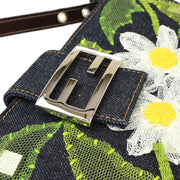 Fendi Indigo Denim Flower Shoulder Bag