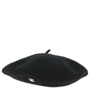 Chanel Black Hat Beret #57 Small Good