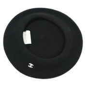 Chanel Black Hat Beret #57 Small Good