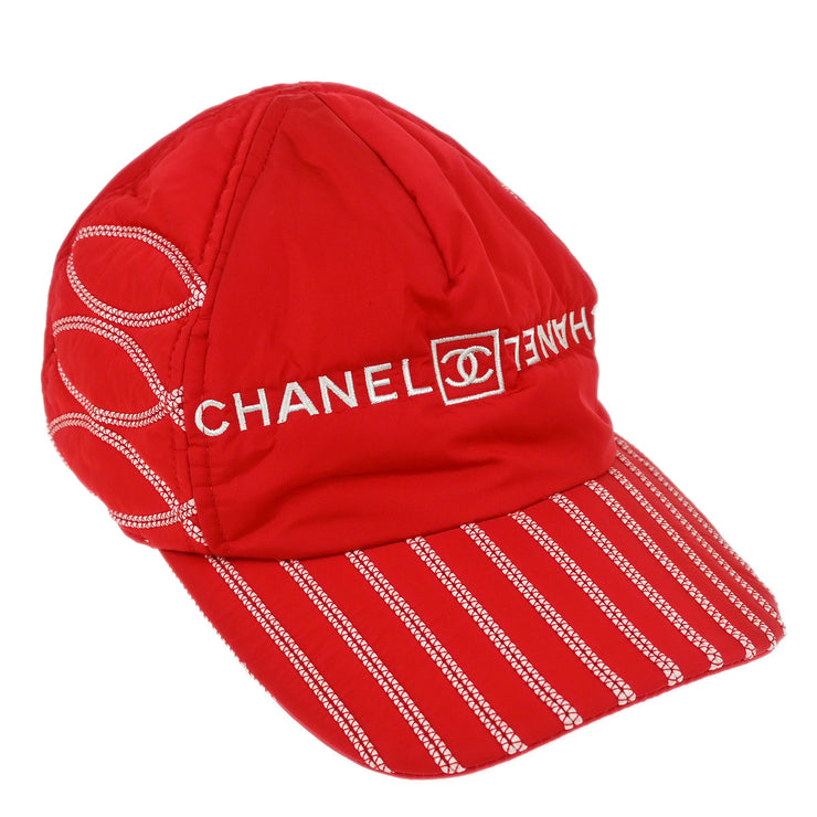 Chanel Sport Line Cap Hat Red #M Small Good