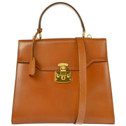 Gucci Brown Leather Lady Lock 2way Shoulder Handbag