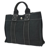 Hermes Black Canvas Deauville PM Tote Handbag