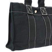 Hermes Black Canvas Deauville PM Tote Handbag