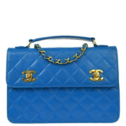 Chanel * 1989-1991 Blue Lambskin 2way Shoulder Handbag