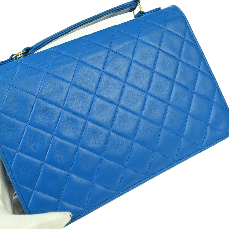 Chanel * 1989-1991 Blue Lambskin 2way Shoulder Handbag