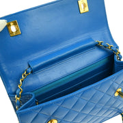 Chanel * 1989-1991 Blue Lambskin 2way Shoulder Handbag