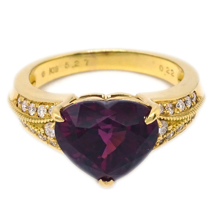 Ring 18KYG Garnet Diamond #53 #13