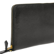 Hermes * 1994 Black Lizard Charlie Travel Case Long Wallet