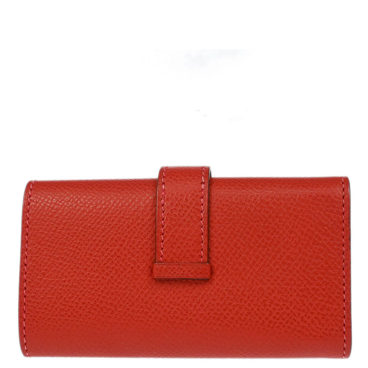 Hermes 2005 Rouge Casaque Epsom Bearn Key Case Small Good