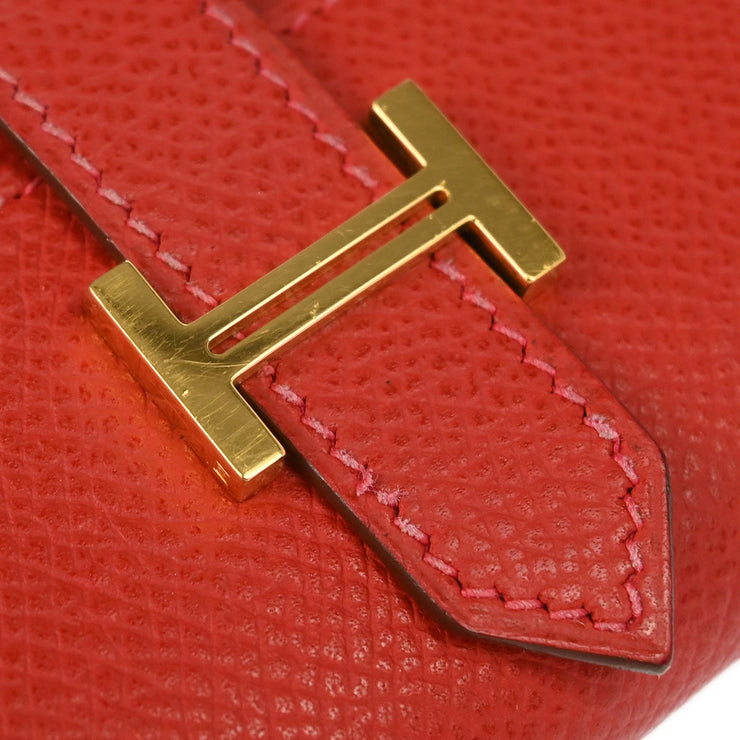 Hermes 2005 Rouge Casaque Epsom Bearn Key Case Small Good