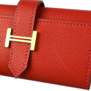 Hermes 2005 Rouge Casaque Epsom Bearn Key Case Small Good