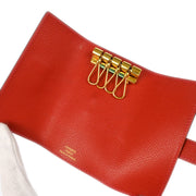 Hermes 2005 Rouge Casaque Epsom Bearn Key Case Small Good