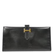 Hermes 2001 Black Box Calf Bearn Bifold Long Wallet