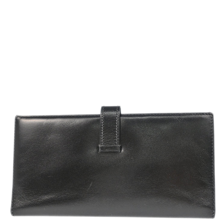 Hermes 2001 Black Box Calf Bearn Bifold Long Wallet