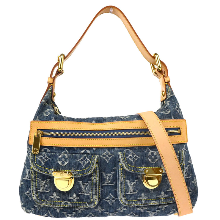 Louis Vuitton 2008 Blue Monogram Denim Baggy PM Shoulder Bag M95049