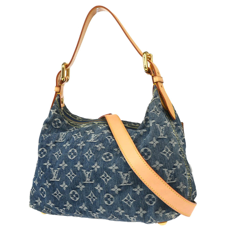 Louis Vuitton 2008 Blue Monogram Denim Baggy PM Shoulder Bag M95049