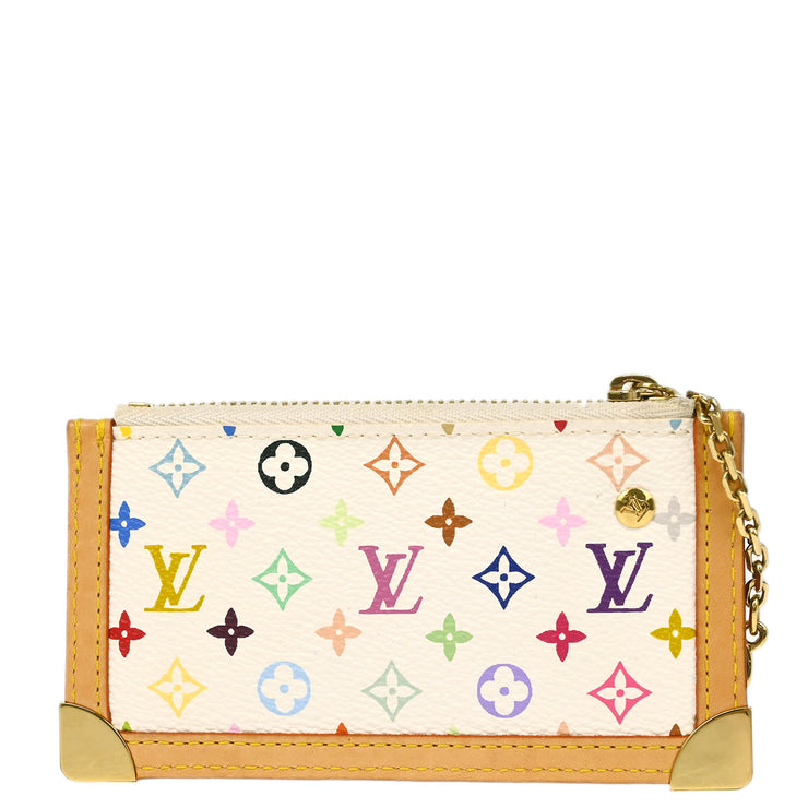 Louis Vuitton 2004 White Multicolor Pochette Cles Coin Purse M92655