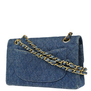 Chanel Blue Denim Small Classic Double Flap Shoulder Bag