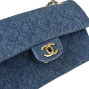 Chanel 1997-1999 Blue Denim Small Classic Double Flap Shoulder Bag