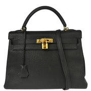 Hermes 2009 Black Togo Kelly 32 Retourne 2way Shoulder Handbag