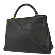 Hermes 2009 Black Togo Kelly 32 Retourne 2way Shoulder Handbag