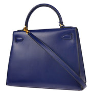 Hermes Blue Box Calf Kelly 32 Sellier 2way Shoulder Handbag