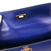 Hermes Blue Box Calf Kelly 32 Sellier 2way Shoulder Handbag