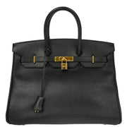 Hermes Black Ardennes Birkin 35 Handbag