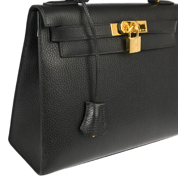 Hermes Black Ardennes Kelly 28 Sellier 2way Shoulder Handbag