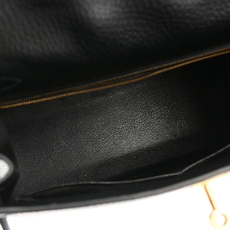 Hermes 1995 Black Ardennes Kelly 28 Sellier 2way Shoulder Handbag