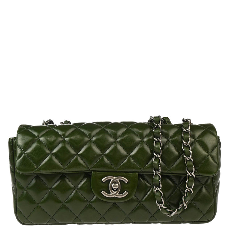 Chanel 2008-2009 Green Lambskin East West Chain Shoulder Bag