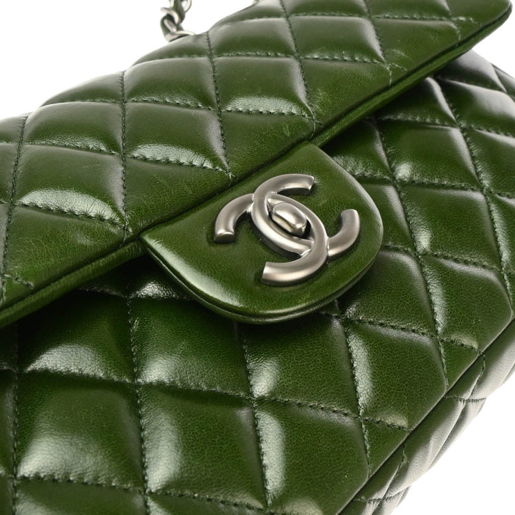 Chanel 2008-2009 Green Lambskin East West Chain Shoulder Bag