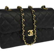 Chanel Black Caviar Small Classic Double Flap Shoulder Bag