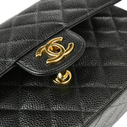 Chanel 2001-2003 Black Caviar Small Classic Double Flap Shoulder Bag