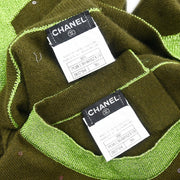 Chanel 1996 Ensemble Cardigan Top Khaki #36