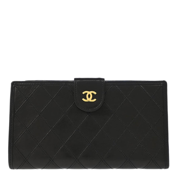 Chanel Black Lambskin Bicolore Long Wallet