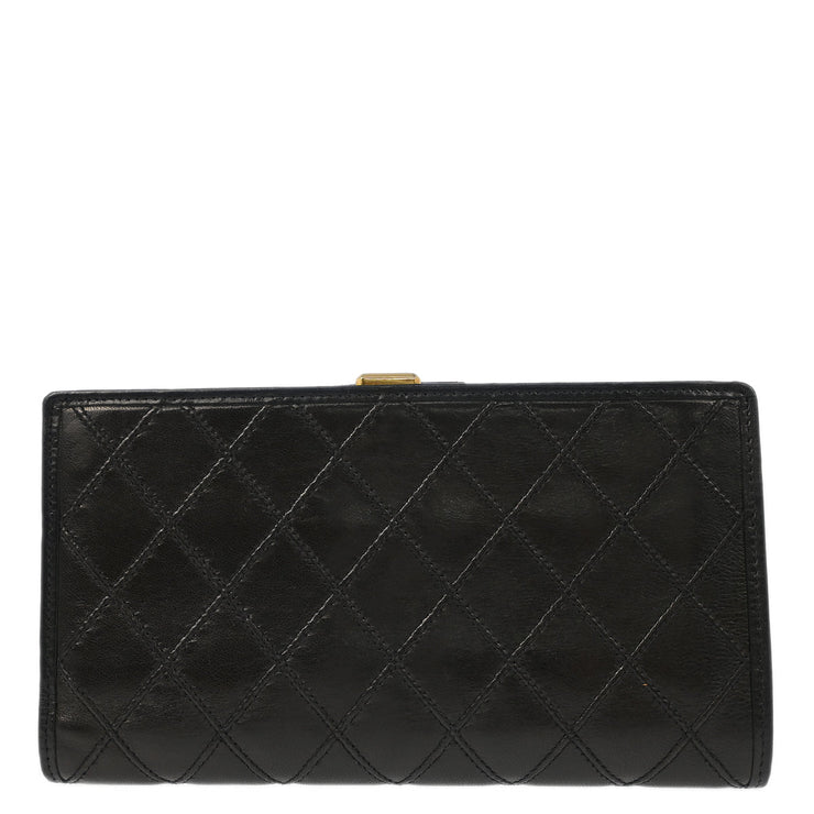 Chanel Black Lambskin Bicolore Long Wallet