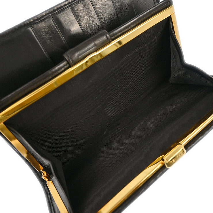 Chanel Black Lambskin Bicolore Long Wallet