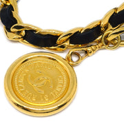 Chanel Gold Black Medallion Chain Belt Small Good