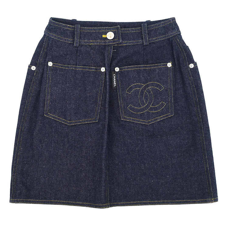 Chanel 1996 Denim Skirt Indigo #36