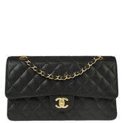 Chanel 2004-2005 Black Caviar Medium Classic Double Flap Shoulder Bag