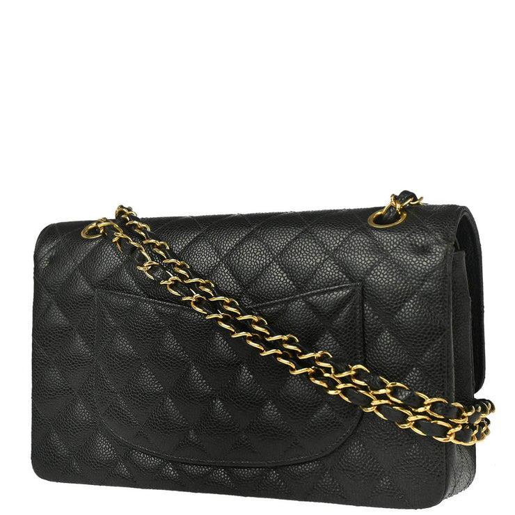 Chanel 2004-2005 Black Caviar Medium Classic Double Flap Shoulder Bag