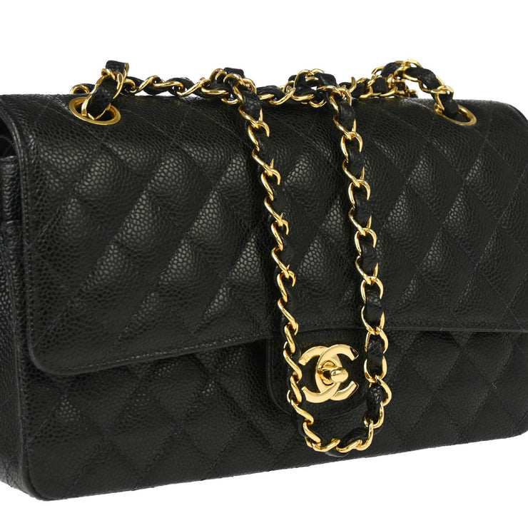 Chanel 2004-2005 Black Caviar Medium Classic Double Flap Shoulder Bag