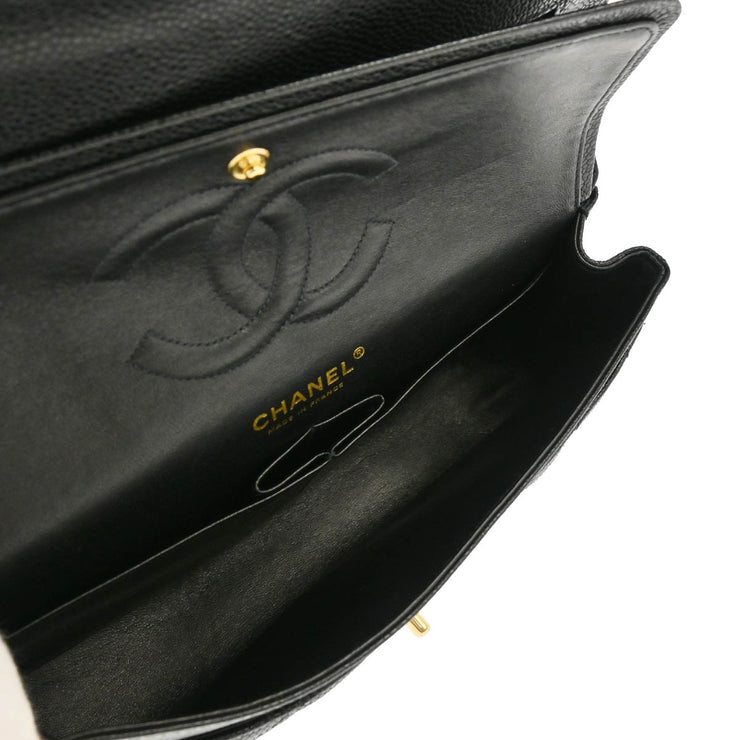 Chanel 2004-2005 Black Caviar Medium Classic Double Flap Shoulder Bag