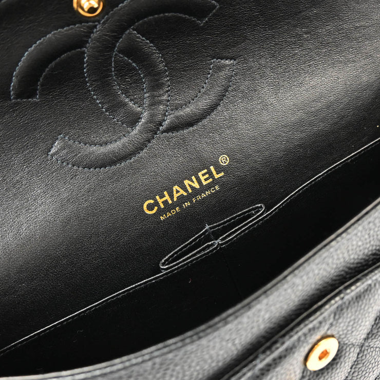 Chanel 2004-2005 Black Caviar Medium Classic Double Flap Shoulder Bag